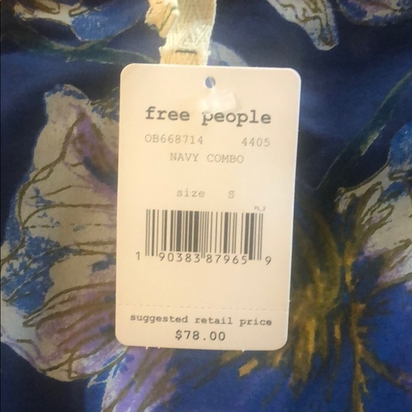 Free People Navy Combo Top with Bell Sleeves - Picture 3 of 4